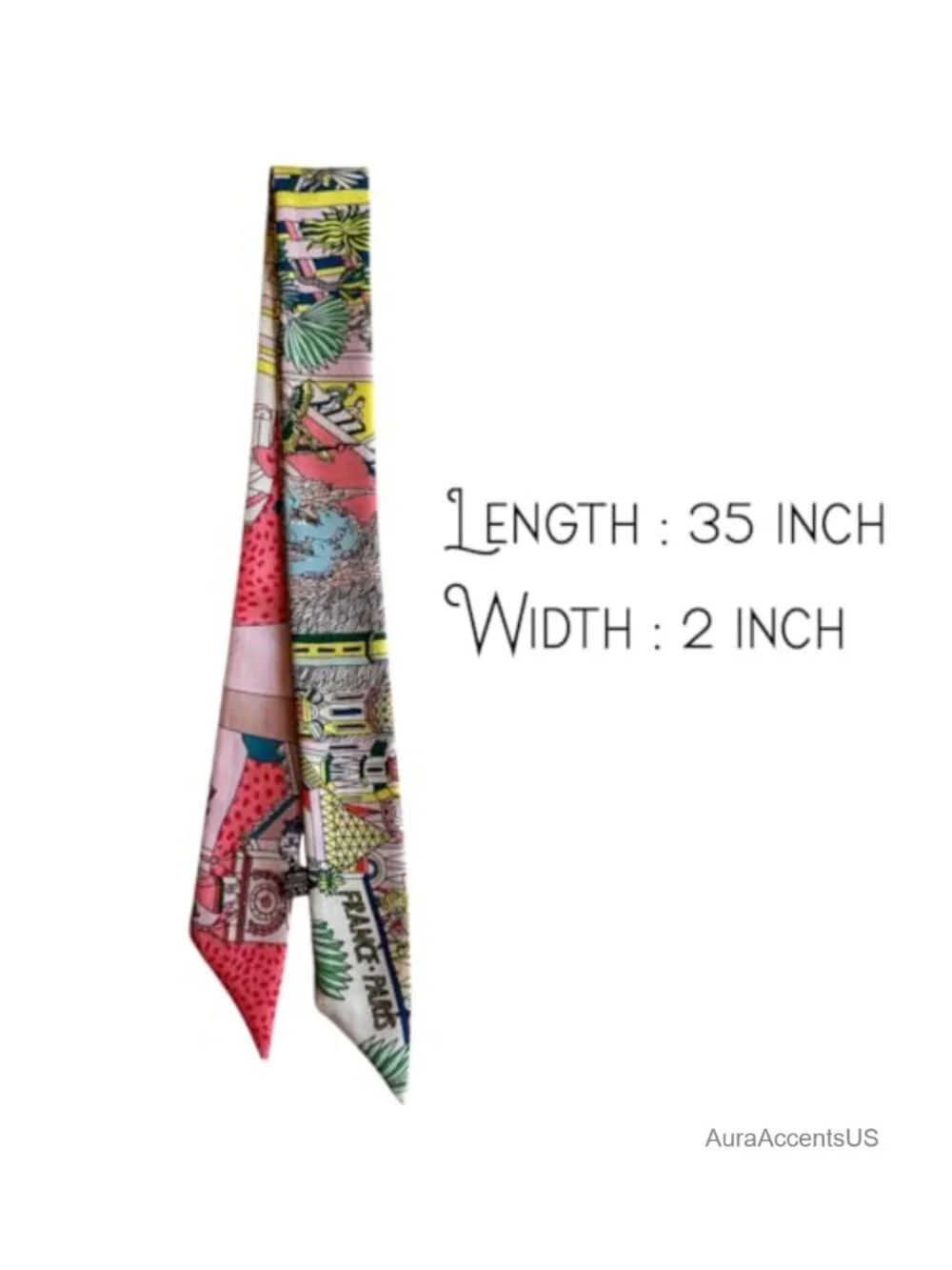 Luxury Silky Polyester Skinny Scarf for Women, Headband, Neck Scarf, Purse